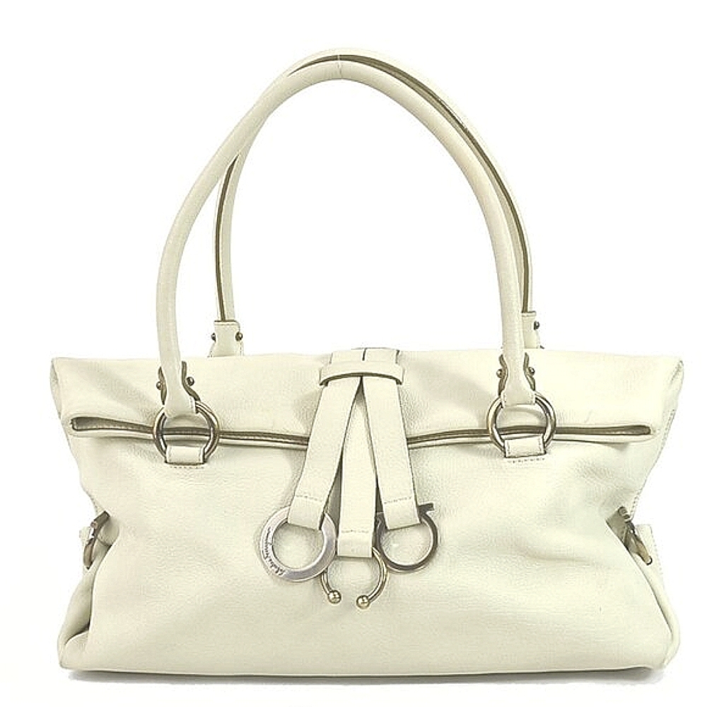 EUC Rare Vintage authentic Salvatore Ferragamo Handbag Shoulder Gancini White
